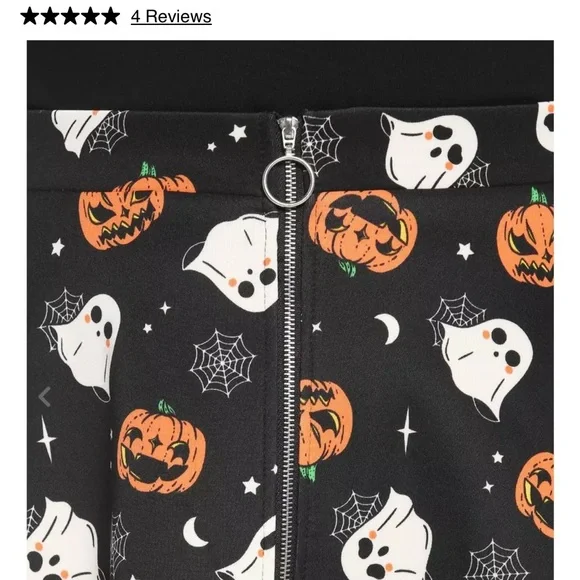Hot topic pumpkin ghost and web zipper skirt brand new size 3X - Picture 3 of 6
